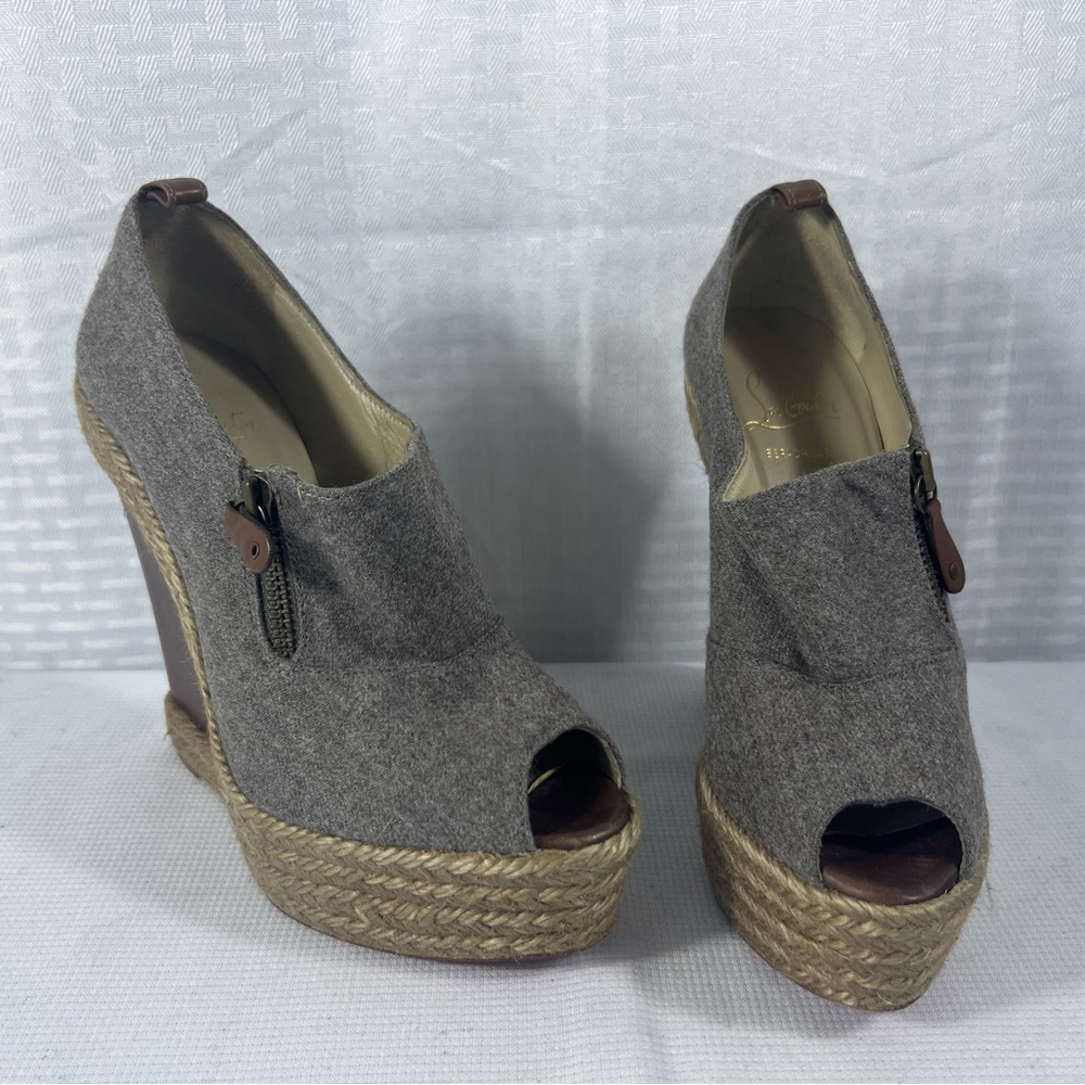 Christian Louboutin Deroba Peep Toe Wedge Heels Size 37